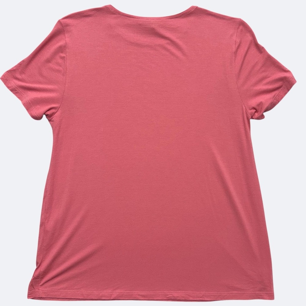 Eileen Fisher Shirt Women S Melon Pink Crew Neck Short Sleeve Viscose Jersey Tee - Picture 2 of 7